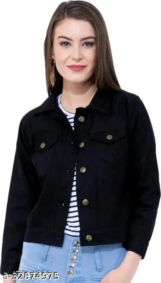 Denim flying regular sleeve solid jacket for girls in trendy color, India-made
