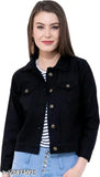 Denim flying regular sleeve solid jacket for girls in trendy color, India-made