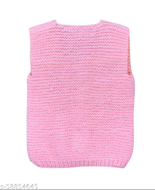 Hand-knitted wool vest pack for newborn infants (pink, white & blue), easy to wear and breathable for comfort during playtime or outings