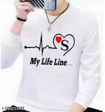 Printed polyester long-sleeved t-shirt with "My Life Line" design, ideal for couples, made in India