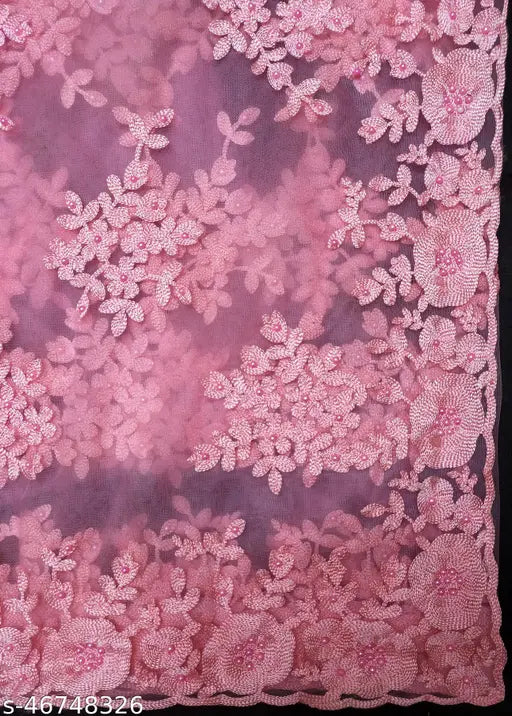 New yellow chikankari embroidery saree with pearl work and net fabric, Bollywood design for women