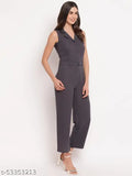 Grey polyester sleeveless partywear jumpsuit by Mayra, ideal for formal events