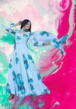 Fashionable Printed Sky Gown Gown and Dupatta Set For Women \\ @GOWN @GOWN FOR WOMEN