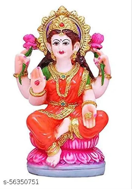 Multicolored resin Maa Lakshmi idol, 12cm high, 8cm wide, 5cm deep, decorative for home office puja gift, Indian origin