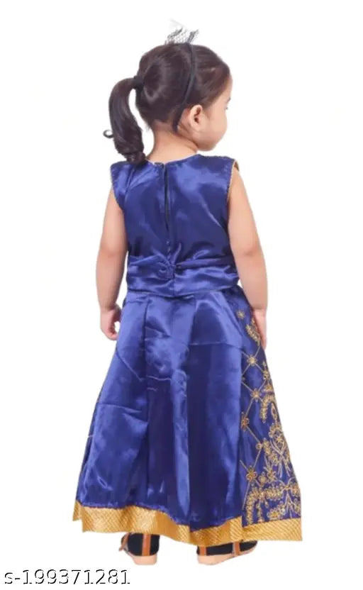 Silk blend kids lehenga choli with embroidered dupatta, stylish and trendy Indian dress for 12-18 Months