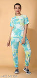 Green tie-dye women's pajama set, polyester top & bottom, limited stock, Indian craftsmanship