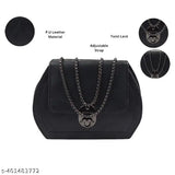 Black leather sling bag with adjustable strap
