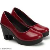 Synthetic leather women's partywear pumps with block heels, elegant and comfortable for evenings out