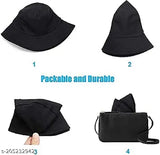 Stylish round bucket cow print hat, black, for girls and women