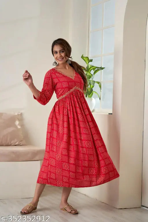 Embroidered rayon Anarkali kurti in various sizes (S-50), Indian printed combo three-quarter sleeve dress, Dipani Fashions women's fashion