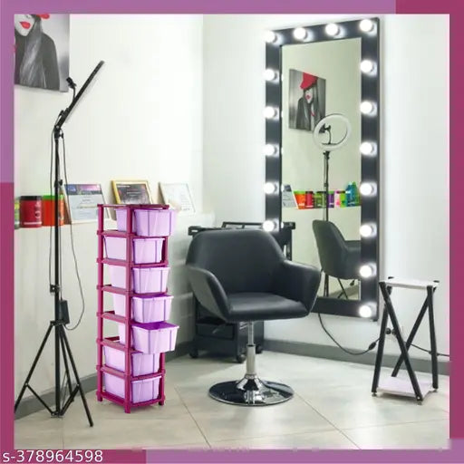 Storage system with four clear drawers in a home office, hospital parlor, or school setting