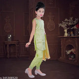 Embroidered festive party kurta and patiala set, semi-silk top with soft silk bottom for girls aged 3-4