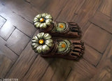 Terracotta Devi Charan, Maa Lakshmi Mitti Charan Paduka for Diwali puja and prosperity - 10cm x 3cm x 9cm from Pranavi Collection, India