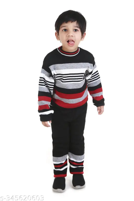 Multicolor striped woolen sweater for boys with full sleeves, soft and stylish for winter comfort