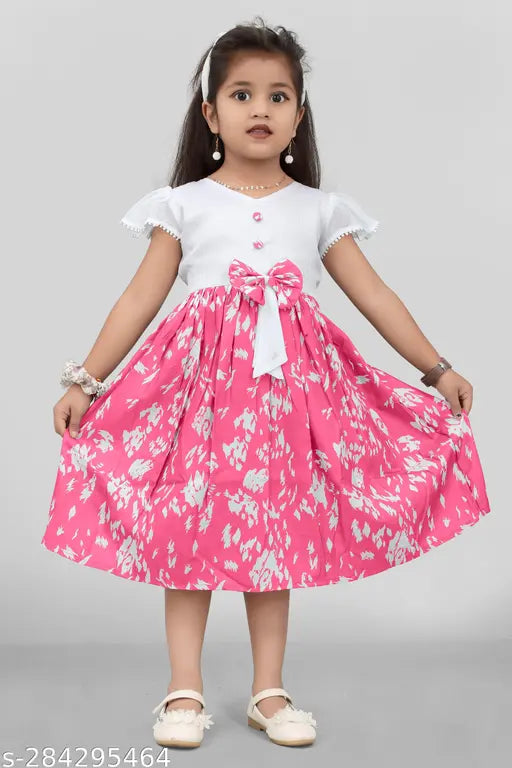 Kids girls summer dress in rayon, print pattern, perfect for 2-8 years
