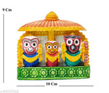 Multicolor marble Lord Jagannath, Balaram, Subhadra idol for home decor or car dashboard - 9cm (Indian handicraft)