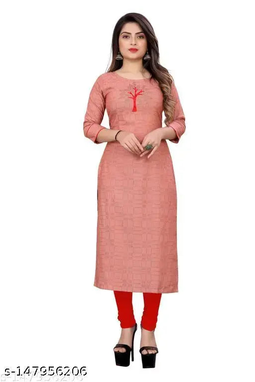 Pink cotton straight cut kurta