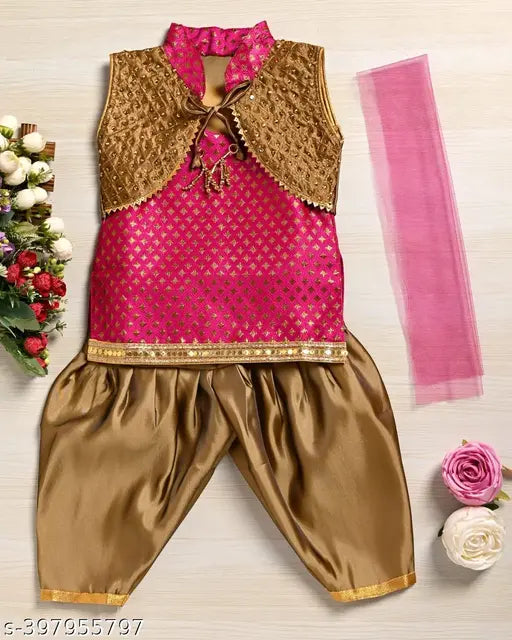 Georgette pleated sleeveless dress for kids, available in three colors. Perfect for parties, frock suit, and birthday occasions