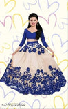 Embroidered kids lehenga set, solid net and semi-stitched, three-quarter sleeves, Indian traditional clothing for ages 8-12 years old