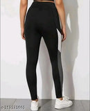 Peach solid polyester spandex activewear tights for women, ideal for yoga, gym, or running