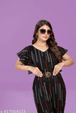 Women's rayon foil printed jumpsuit with three-quarter sleeves, available in M, L, and XL sizes. Indian handcrafted fashion wear for women on display