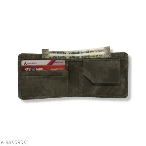 Faux leather men's wallet by SKSNIA, durable, 2 compartments, solid pattern, vegan-friendly, made in India