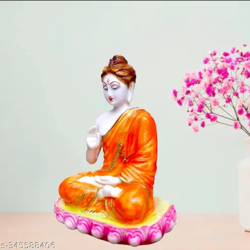 Resin Polymarble Buddha statue, 8cm x 20cm x 15cm meditation figurine for home decoration and gifting (India origin)