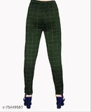 Stylish checked cotton blend jeggings for women, comfortable and stretchable with side pockets
