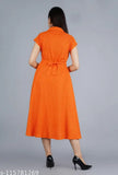 Rayon ploka dot print short-sleeved kurti, orange and patterned, Indian Anarkali style clothing