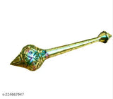 Gold-plated brass Hanuman Ji Gada idol, 22cm long for spiritual protection