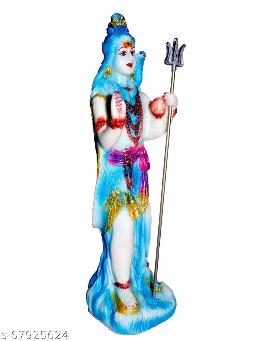 Multicolor unbreakable ATUT Shiva Murti Idol Statue, 29 cm tall, Sky blue finish, Indian craftsmanship, Lord Shiva in standing position