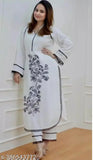 Elegant Viscose Rayon Kurta Set with printed net embroidery mastery, full sleeve, long pants - India