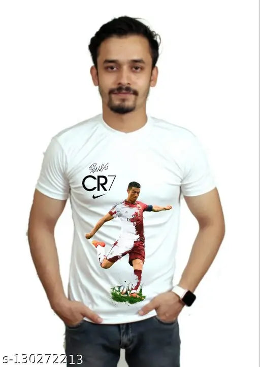 Ronaldo cotton blend t-shirt, short sleeves, printed net design, size N, made in India
