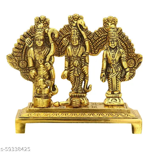 Oxide metal Shri Ram Darbar with Hanuman Ji for home temple - Indian god idol, 10cm x 10cm x 4cm (home decor)