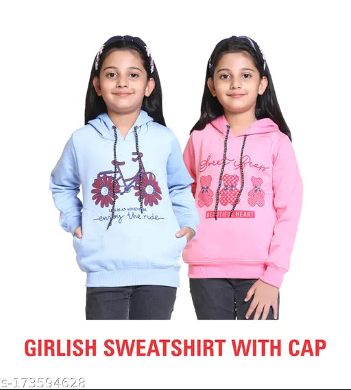 Wool net Girls HOODIE Sweatshirts 2Pcs Combo in various sizes for kids aged 3-12, Indian made