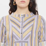 Striped rayon top, short sleeves, multi-color for women, Indian origin