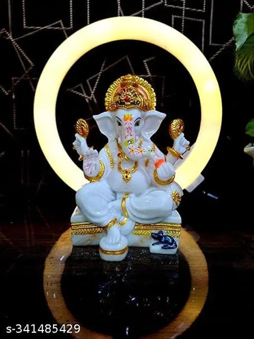 Marble Ganesh Ji Murti, 7.5-inch Ganesh Idol for home decor and gifting, divine presence for spiritual spaces