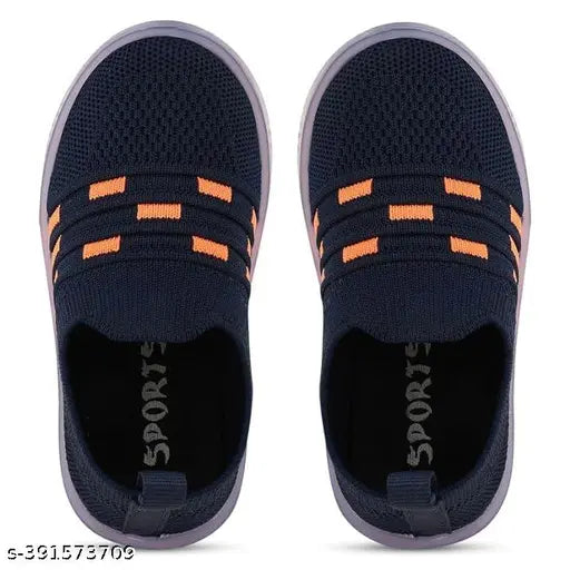 Black mesh with orange detail, light-up feature, kids' walking/running shoe