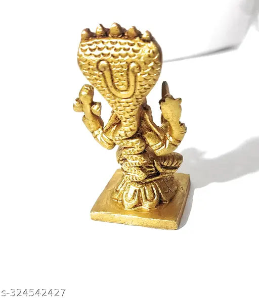 Brass karmari statue, decorative showpiece (200gm), Indian artifact - gold-toned, 8cm high, 4cm broad & long