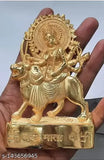 Gold-plated Durga metal idol from India, intricately detailed and highly decorative