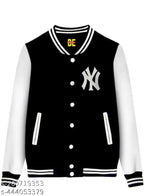 Trendy wool varsity jacket for kids (12-16 years), solid-colored party wear jacket, India origin