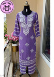 Rayon embroidered net kurta set for women, three-quarter sleeves, India origin