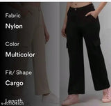 Solid cotton-lycra cargo pants for women, India-made in XS, S, M, L, XL