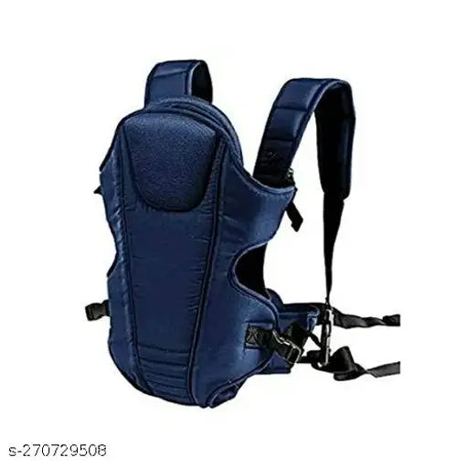 Blue ergonomic baby carrier, made of premium breathable fabric, adjustable sling design with carrying basket, suitable for infant and child travel (0-2 years), 3 positions - front & back carry options