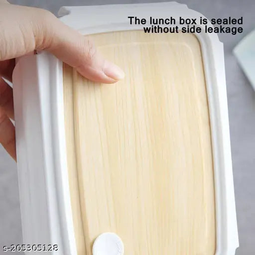 2 Layer Insulated Lunch Box Stainless Steel Wooden Style lid