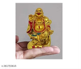 Golden polyclay Feng Shui Laughing Buddha, 9cm height. Symbol of prosperity, success, and good fortune for home decor