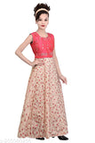 Silk sleeveless embroidered net ethnic gown by Stylus Girls for girls aged 5-7 years, Indian fashion on display