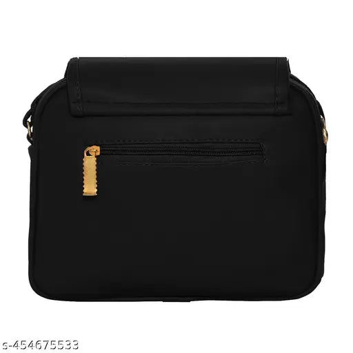 Black sling bag with adjustable strap, perfect for party wear