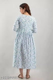 Women's cotton flared maternity kurti gown, three-quarter sleeves, printed combo. Perfect for parties, casual office, and festivals. XL (Bust Size: 42 in), XXL (Bust Size: 44 in). Made in India