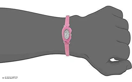 Pink unisex casual watch with white face and black band